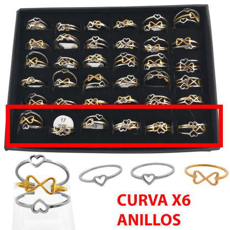 CURVA X6 ANILLOS TREBOL CORAZON DIVISIBLE ANILLO