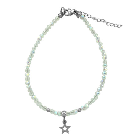 19+3.5CM CRISTAL AB ESTRELLA CALADA BOLITAS Y CUENTAS REGULABLE PULSERA / TOBILLERA