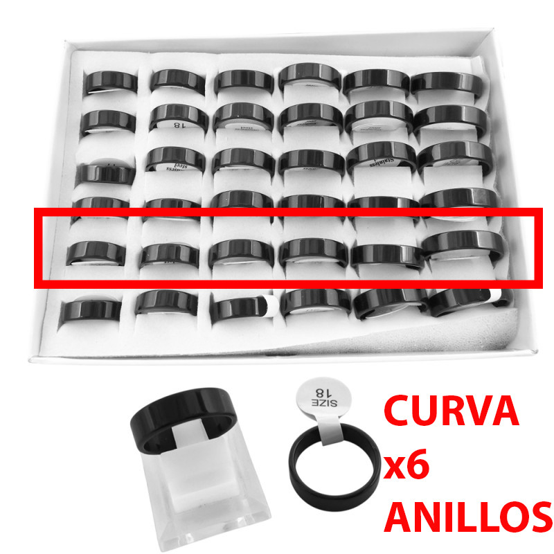CURVA X6 ANILLOS 6MM ALIANZAS LISAS NEGRAS 6MM ANILLO