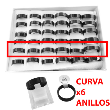 CURVA X6 ANILLOS 6MM ALIANZAS LISAS NEGRAS 6MM ANILLO