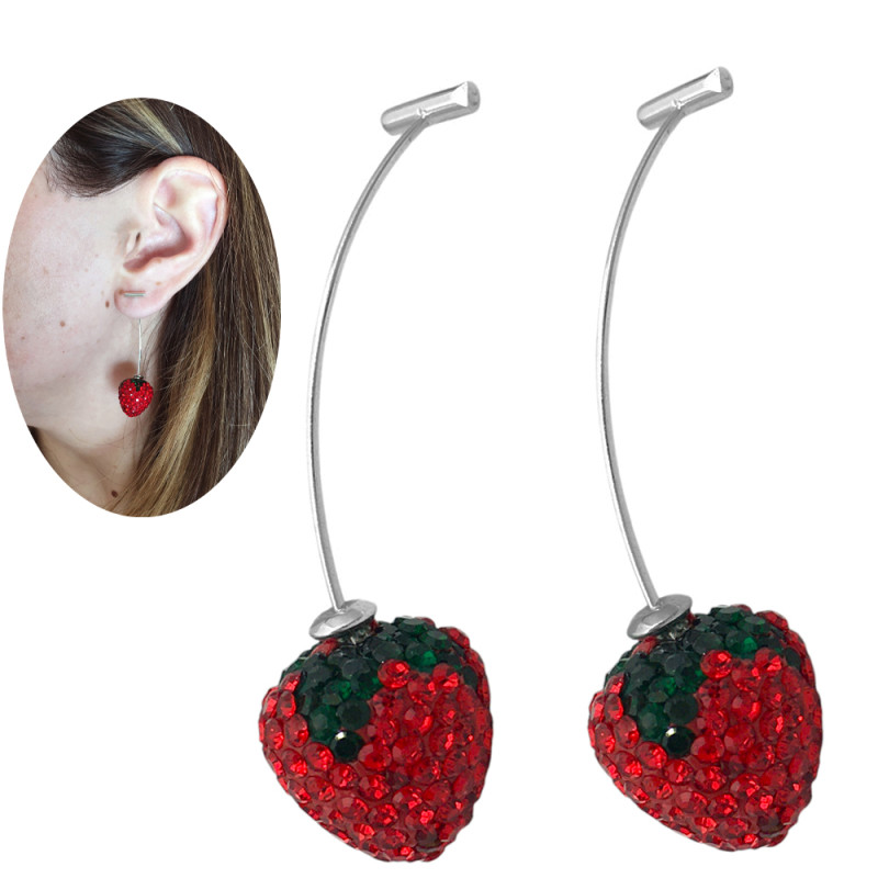 FRUTILLA STRASS COLGANTE ARO