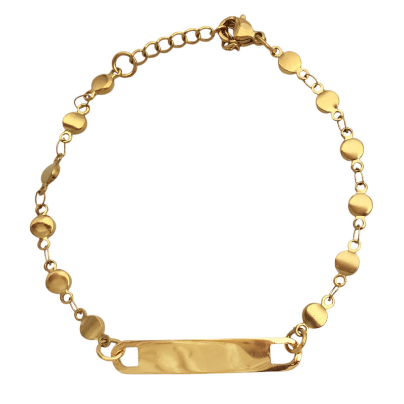 DORADO CIRCULOS P/ GRABAR 18+5CM REGULABLE IDENTIFICACION PULSERA