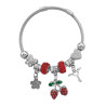 TIPO PANDORA FRUTILLAS LLAVE C/ ALAS FLOR ROJO ESCLAVA PULSERA
