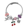 TIPO PANDORA CEREZAS MARIPOSA COLIBRI PICAFLOR VIOLETA ROSA CRISTAL ESCLAVA PULSERA