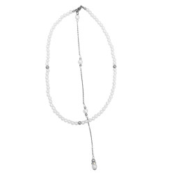 COLLAR DE ESPALDA  45 CM PERLAS Y BOLITAS DE ACERO COLLAR