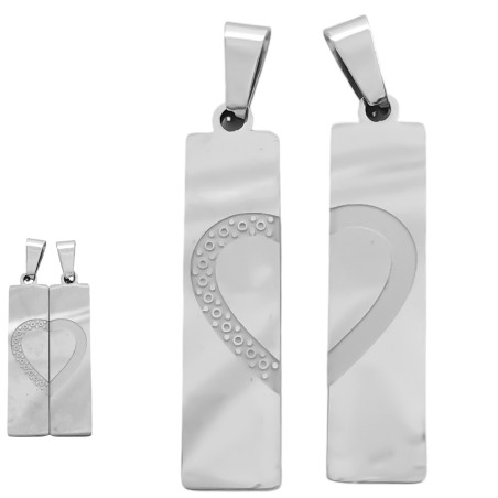 DOS RECTANGULOS C/ ESPESOR Y CORAZON LASER PARA COMPARTIR SE PUEDE GRABAR DE ATRAS DIJE