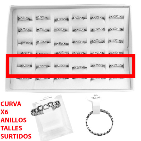 CURVA 6 ANILLOS (TALLES 16-17-18-18-19-20) TODO CORAZONES CHICOS INVERTIDOS PLANA ANILLO