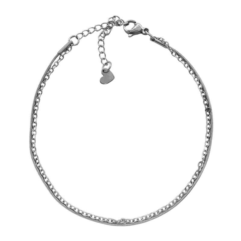 18+5CM DOBLE CADENA COLA DE RATA Y ESPEJO PULSERA