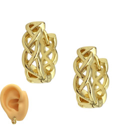 DORADO BRONCE BLISTER X12 PARES TRENZADAS C/ CIERRE BISAGRA FANTASIA FINA  AROS