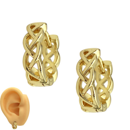 DORADO BRONCE PAR TRENZADAS C/ CIERRE BISAGRA FANTASIA FINA AROS