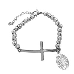 18+5CM CRUZ Y MEDALLA SAN BENITO BOLITAS PULSERA