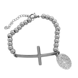 18+5CM CRUZ Y MEDALLA SAN BENITO BOLITAS PULSERA