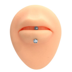 BOLITA DE FUEGO CRISTAL Y BOLITA LABRET MENTON PIERCING