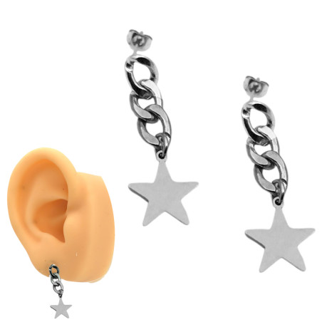 PAR ESTRELLA EN CADENA ARO