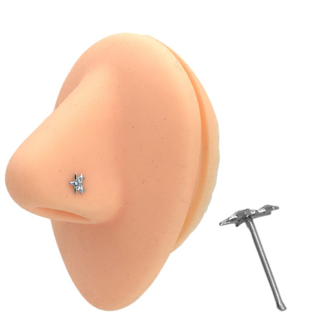 RECTO UNIDAD NOSTRIL ESTRELLA DE 4 PUNTAS RECTO NARIZ PIERCING