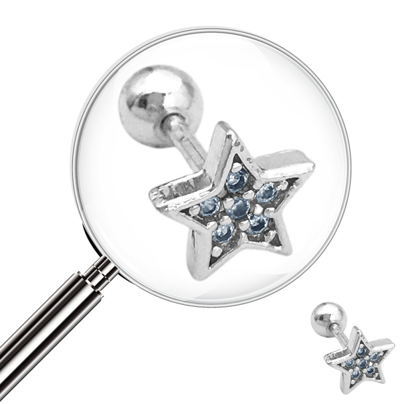 UNIDAD HELIX ESTRELLA PLANA C/ STRASS INTERIOR A ROSCA PIERCING