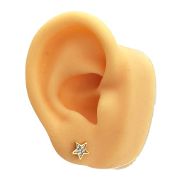 DORADO UNIDAD HELIX ESTRELLA PLANA C/ STRASS INTERIOR A ROSCA PIERCING