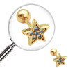 DORADO UNIDAD HELIX ESTRELLA PLANA C/ STRASS INTERIOR A ROSCA PIERCING