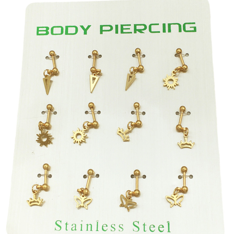 DORADO BLISTER X12 UNIDADES HELIX 4 MOTIVOS PIERCING