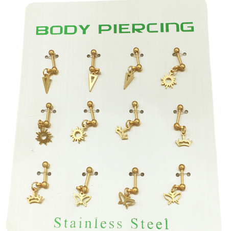 DORADO BLISTER X12 UNIDADES HELIX 4 MOTIVOS PIERCING