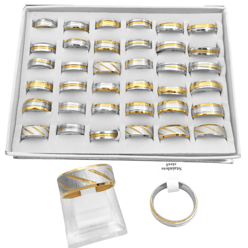 CAJA x36 COMBINADAS MODELOS SURTIDOS ACERO Y DORADO Q:945 ALIANZA ANILLO