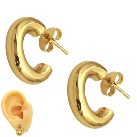 DORADO 16MM SEMI CIRCULO C/ PERNO EXTRA GRUESA 4MM PAR ARO