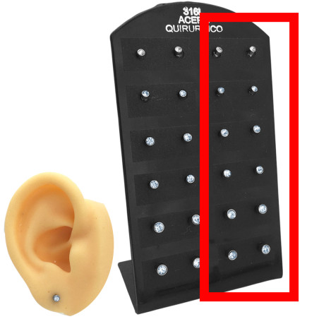 MEDIO BLISTER x6 PRS 2-2.5-3 MM SURTIDOS CILINDRO STRASS CRISTAL AROS