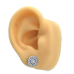 BLISTER x12 PRS CIRCULO C/ CONTORNO Y CENTRO DE STRASS CRISTAL AROS