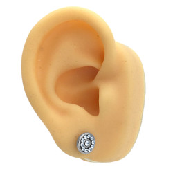 BLISTER x12 PRS CIRCULO C/ CONTORNO Y CENTRO DE STRASS CRISTAL AROS