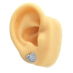 BLISTER x12 PRS CORAZON BOMBRE C/ MUCHOS STRASS CRISTAL AROS