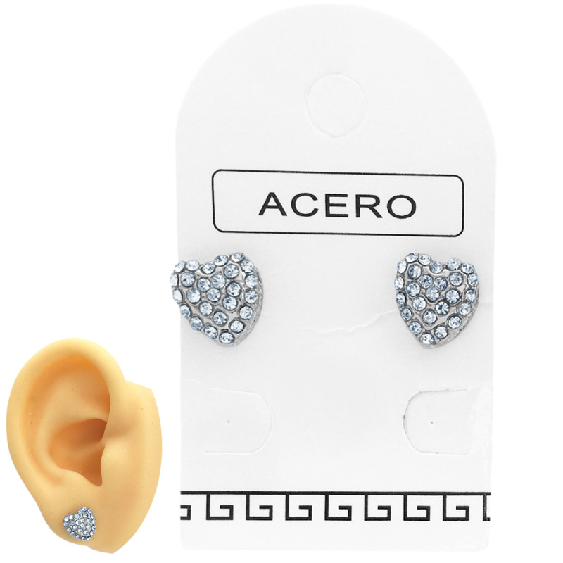 PAR CORAZON BOMBRE C/ MUCHOS STRASS CRISTAL AROS