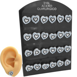 PAR CORAZON DENTRO DE CORAZON C/ MUCHOS STRASS CRISTAL AROS