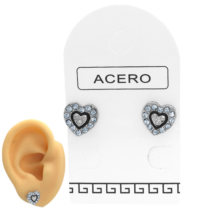 PAR CORAZON DENTRO DE CORAZON C/ MUCHOS STRASS CRISTAL AROS