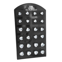 MEDIO BLISTER X6 PARES SURTIDOS CORAZON 8.5 - 7.5 - 6.5MM CUBIC ZIRCON AROS