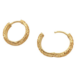 DORADO BRONCE PAR BOMBE LINEA DE ROMBOS BISAGRA FANTASIA FINA AROS