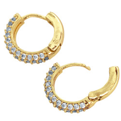 DORADO BRONCE PAR TRIPLE LINEA DE STRASS BOMBE BISAGRA FANTASIA FINA AROS