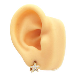 DORADO 2 (DOS) PARES CORAZON Y ESTRELLA C/ VARIOS STRASS CRISTAL BISAGRA ARO