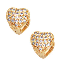 DORADO 2 (DOS) PARES CORAZON Y ESTRELLA C/ VARIOS STRASS CRISTAL BISAGRA ARO