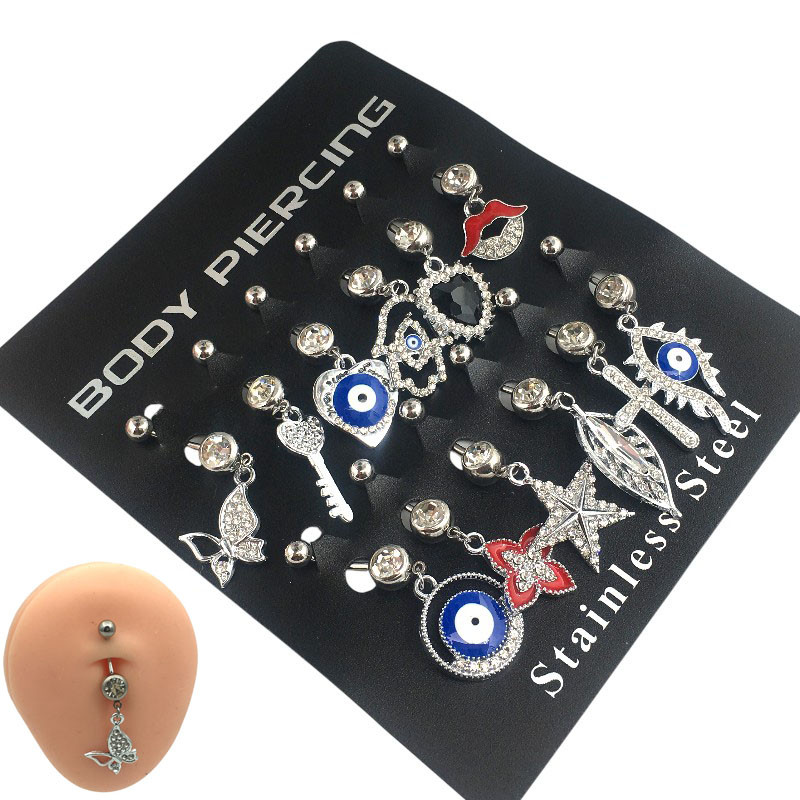 BLISTER x12 M:A01 BOLITAS DIJES C/ STRASS Y CUBIC SURTIDOS OMBLIGO CURVO PIERCING