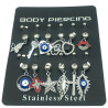 BLISTER x12 M:A01 BOLITAS DIJES C/ STRASS Y CUBIC SURTIDOS OMBLIGO CURVO PIERCING