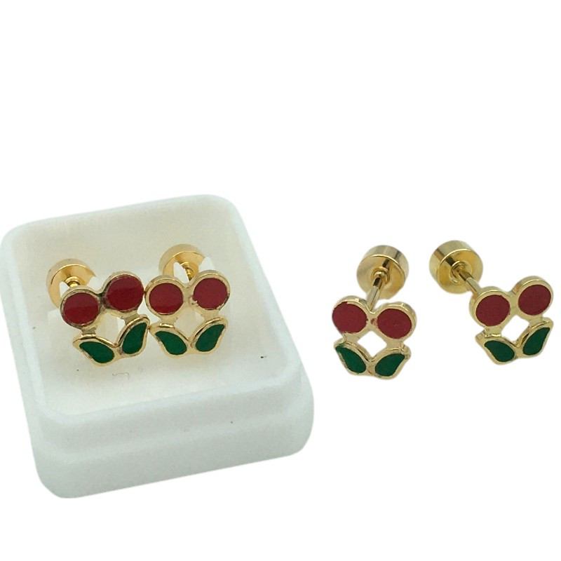 DORADO UN PAR CEREZAS COLOR PLANA A ROSCA ABRIDOR ARO