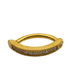 DORADO ARGOLLA OVALADA C/ LINEA DE CUBIC OMBLIGO PIERCING