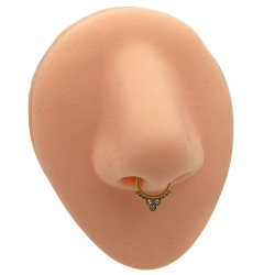 DORADO UNIDAD 8MM FALSA ARGOLLITA C/ 3 CUBIC DE NARIZ PIERCING