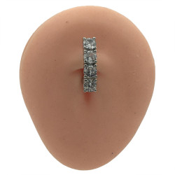LINEA ANCHA DE 4 CUATRO CUBIC OMBLIGO PIERCING
