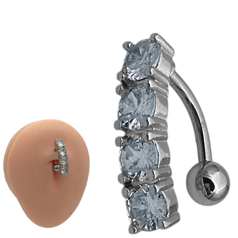 LINEA ANCHA DE 4 CUATRO CUBIC OMBLIGO PIERCING