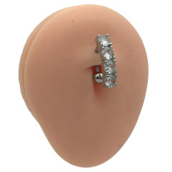 LINEA ANCHA DE 4 CUATRO CUBIC OMBLIGO PIERCING