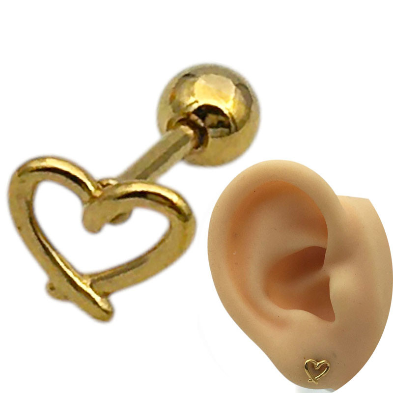 DORADO UNIDAD CORAZON CRUZADO HELIX ROSCA INTERNA PIERCING