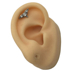 TRES CUBIC REDONDOS EN PIRAMIDE Y PUNTAS DE CIRCULITOS LABRET PIERCING