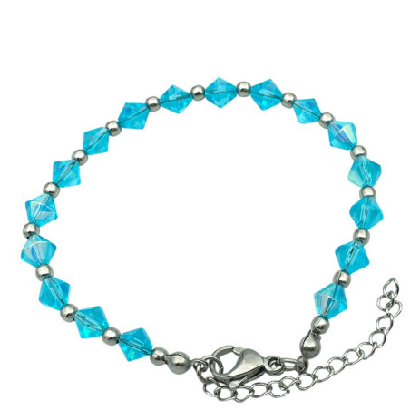 CELESTE AGUAMARINA AB CONO GRANDE Y BOLITA 19+4 CM PULSERA / TOBILLERA