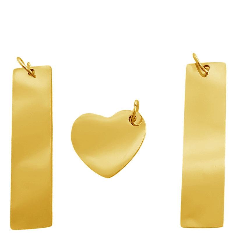 DORADO DOS RECTANGULOS Y UN CORAZON C/ ARGOLLITA PARA GRABAR Y COMPARTIR DIJE